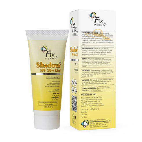 Fixderma Skincare Shadow Sunscreen For Oily Skin Spf 30+ Gel - Acne Prone 40g